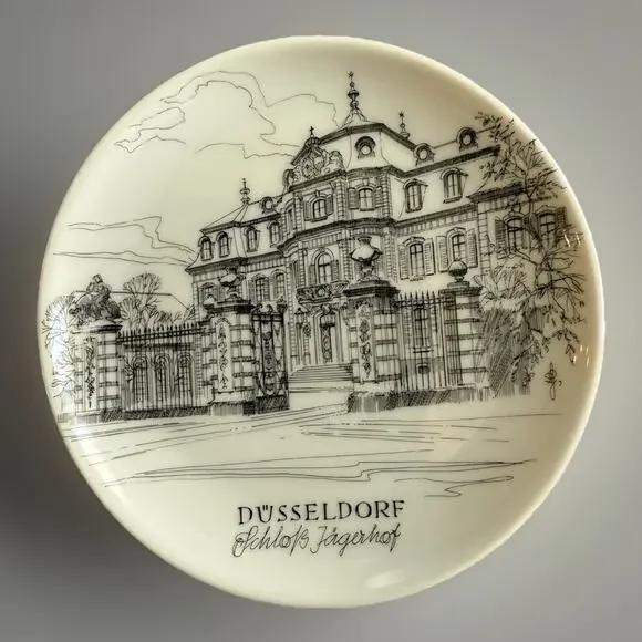 Vintage Uhlenhorst Düsseldorf Germany Landmark Plate Set of 6 Souvenir Coasters - Picture 7 of 9